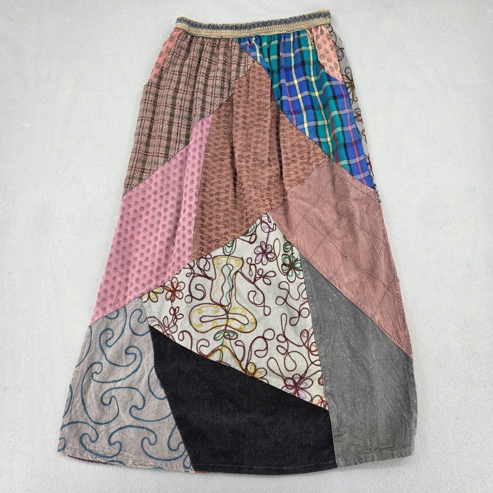 Sacred Threads Patchwork 2 Piece Set Womens Large Boho Maxi Skirt Top India - Picture 7 of 13